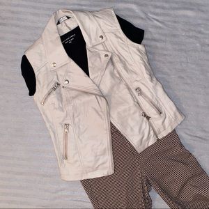 Beige Vegan Leather Biker Vest